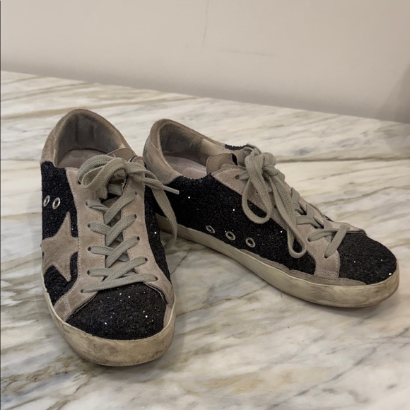 Golden Goose Black glitter and Gray Star Sneakers
